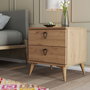 Hanah Home Mesilla de Noche Bohemia 3632 Roble con 2 Cajones, Tablero Partículas Melaminado, 52x55x45 cm